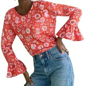 J. Crew Long Sleeve Womens Floral Blouse Size M